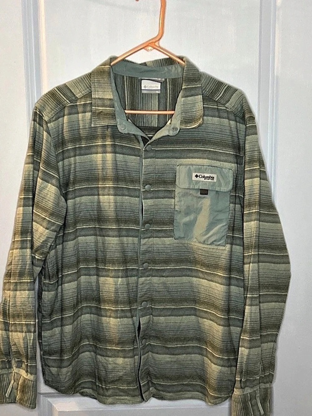 Columbia PFG Striped Long Sleeve Button-Down Fishing Shirt Fishing Shirt Green &